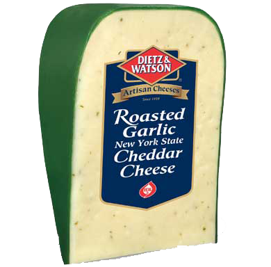 Rich Cheddar Cheese with roasted garlic flavor.